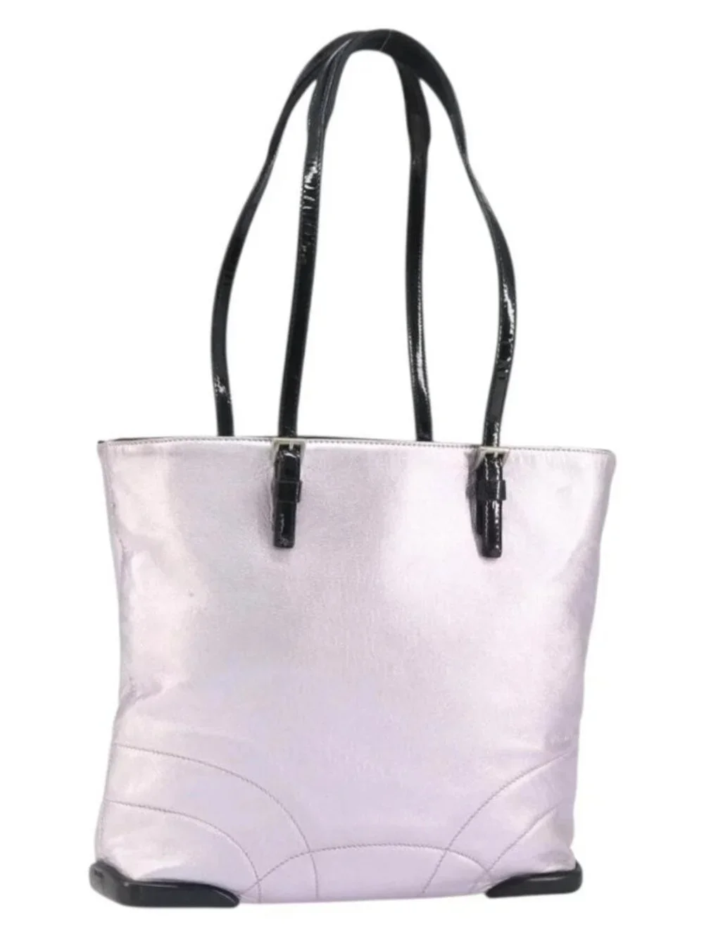 PRADA Shoulder Bag Leather Silver Metallic pink Auth 157579 - Picture 2 of 16